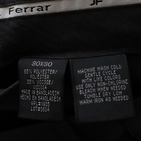 JF J Ferrar Pants Mens 30x30 Dress Slacks Suit Formal Flat Front Dark Gray - Picture 7 of 7